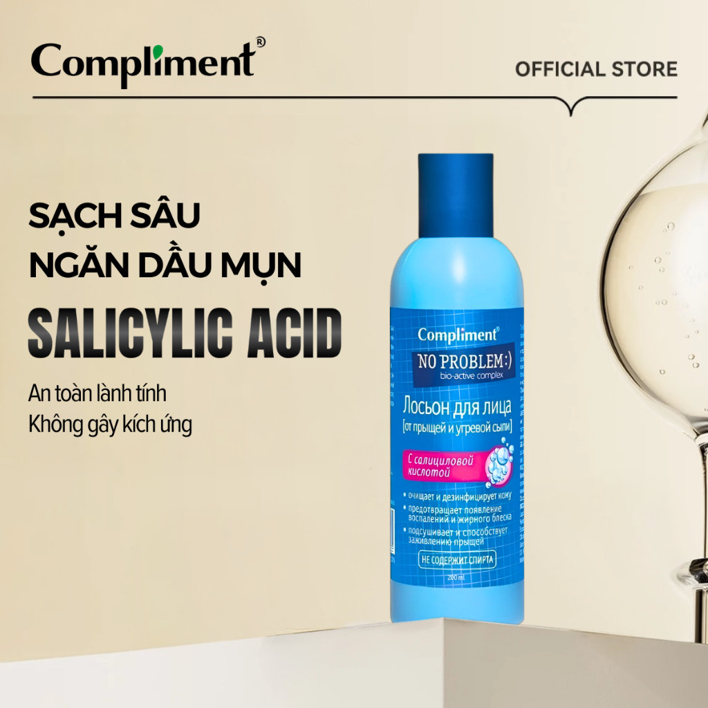Ảnh Toner Compliment No Problem Dưỡng Ẩm - Nước Hoa Hồng Lotion Cho Da Dầu Mụn 200ml 1