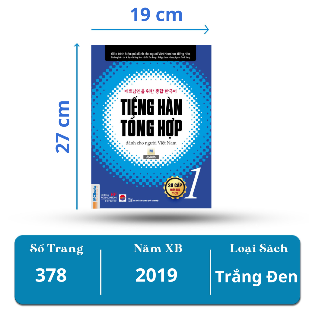 Ảnh Sách - Tiếng Hàn tổng hợp dành cho người Việt Nam – Sơ cấp 1 – Bản đen trắng Mcbooks 1