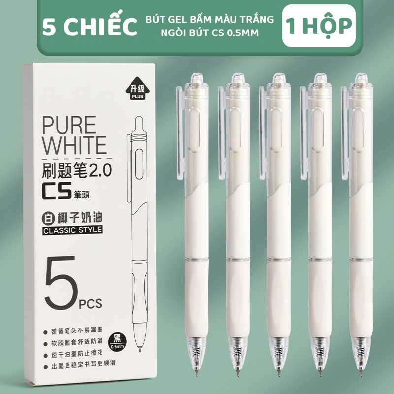 Bộ Bút Gel Màu Đen Ngòi 0.5mm Màu Sắc Tươi Sáng Viết Mượt Mà Khô Nhanh Không Lem Mực