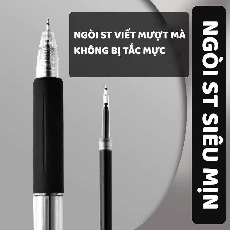 Bộ Bút Gel Màu Đen Ngòi 0.5mm Màu Sắc Tươi Sáng Viết Mượt Mà Khô Nhanh Không Lem Mực