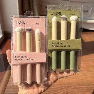 Bộ cọ che khuyết điểm & tán son môi Lanni 3 món