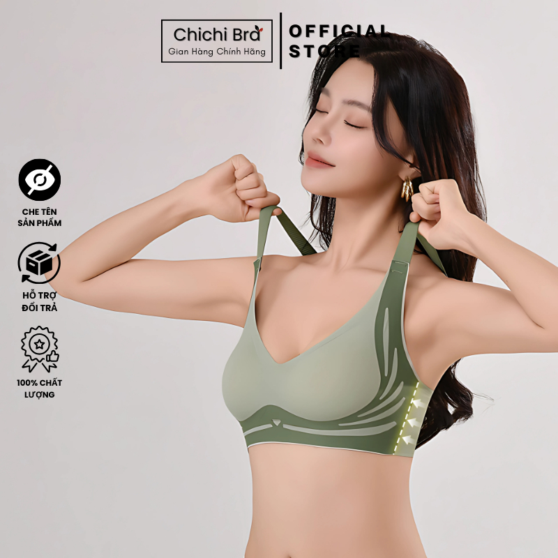 Áo Ngực Nữ Su Đúc Không Gọng Bản Lưng To Che Mỡ Lưng Tinh Tế Nâng Ngực Chống Chảy Xệ Chichi Bra M08