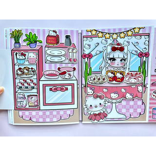 Đồ chơi bóc dán ngôi nhà Hello Kitty x Gacha - Búp bê giấy