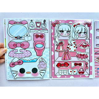 Đồ chơi bóc dán ngôi nhà Hello Kitty x Gacha - Búp bê giấy