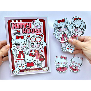 Đồ chơi bóc dán ngôi nhà Hello Kitty x Gacha - Búp bê giấy