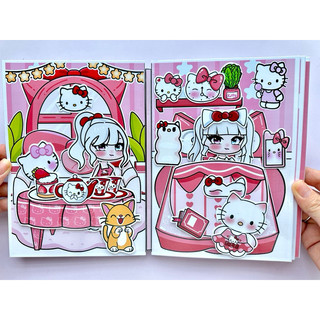 Đồ chơi bóc dán ngôi nhà Hello Kitty x Gacha - Búp bê giấy