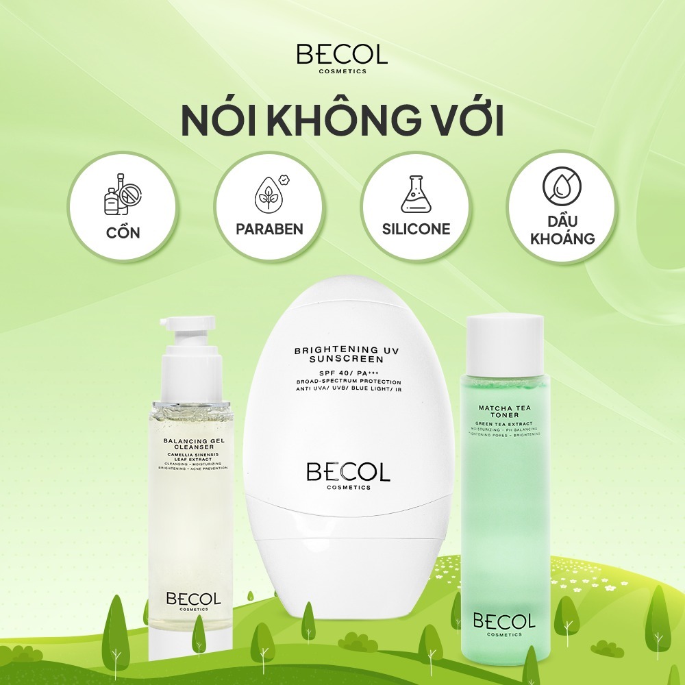 [Tặng Peel Pads] Bộ 3 Sản Phẩm BECOL Chăm Da Sáng Khoẻ Vượt Trội, Sữa rửa mặt 100ml, Toner 150ml, Kem chống nắng 50ml