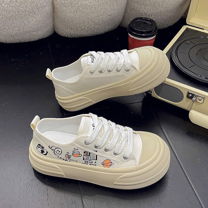Giày thể thao unisex vải canvas họa tiết hoạt hình đế bánh mì đáng yêu G031_NT Shoes