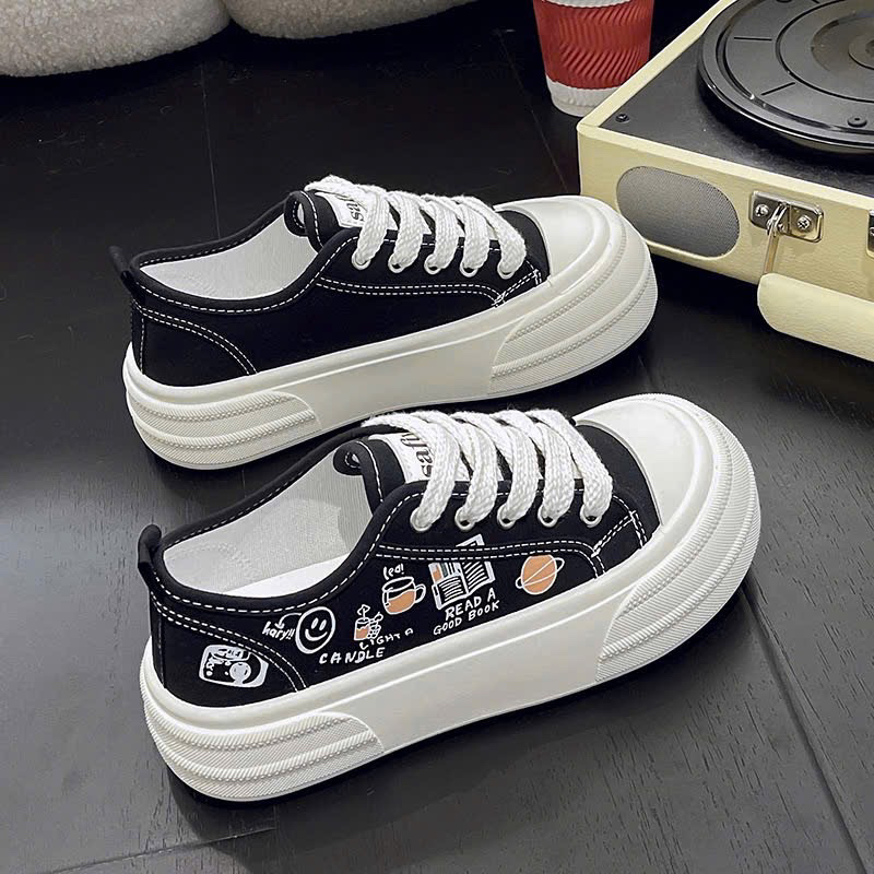 Giày thể thao unisex vải canvas họa tiết hoạt hình đế bánh mì đáng yêu G031_NT Shoes