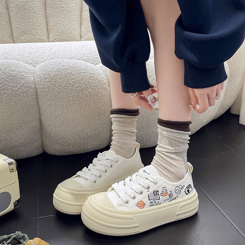 Giày thể thao unisex vải canvas họa tiết hoạt hình đế bánh mì đáng yêu G031_NT Shoes