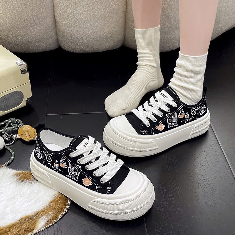 Giày thể thao unisex vải canvas họa tiết hoạt hình đế bánh mì đáng yêu G031_NT Shoes