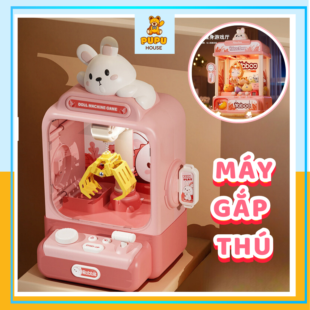 Đồ Chơi Máy Gắp Gấu Bông Có Nhạc Có Đèn Tặng Kèm Gấu Bóng Hình Khủng Long Thỏ Dễ Thương Mẫu Mã Mới - PUPU HOUSE