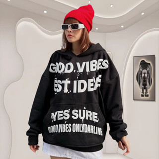 Áo Hoodie GOOD VIBES In Nổi 3D Form Rộng Unisex Chất Nỉ 2 Loại PE và POLY 4 Màu nam nữ phong cách  SSL