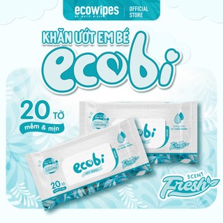 Túi 10 gói khăn ướt cao cấp Ecobi gói 20 tờ không mùi