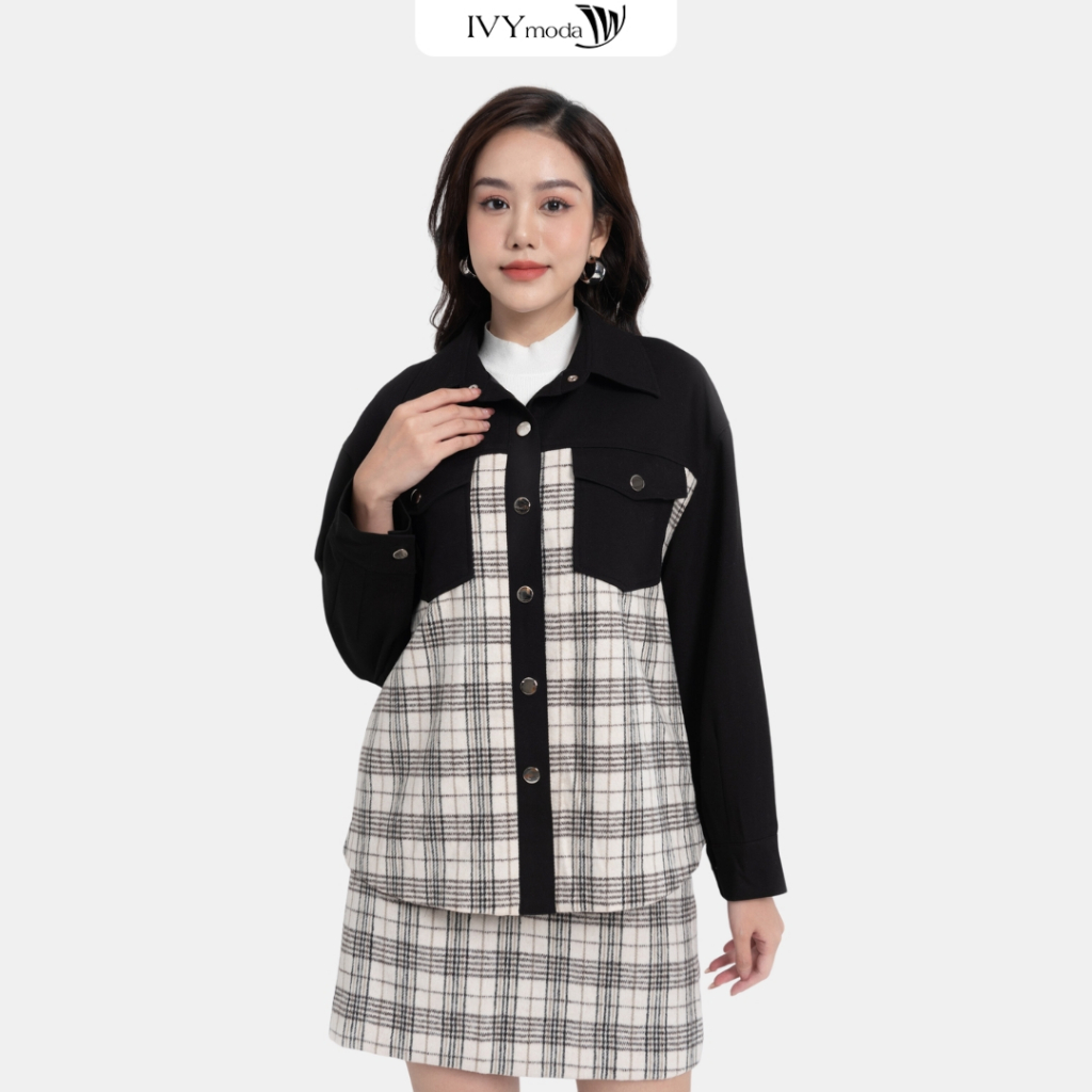 Áo sơ mi dạ kẻ nữ IVY moda MS 70M8016 | Shopee Việt Nam
