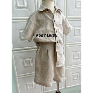 [JUNE LINEN - Kids]-Quần short Linen tưng washed cho bé trai 12-33kg. #VQ02