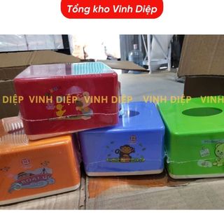 Hộp nhựa vuông Việt Nhật đựng giấy ăn có lò xo sử dụng nhà hàng quán ăn