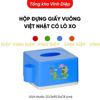 Hộp nhựa vuông Việt Nhật đựng giấy ăn có lò xo sử dụng nhà hàng quán ăn