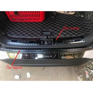 Ốp trầy cốp xe Hyundai Kona 2017-2023, Chống xước cốp Kona mẫu Hợp kim titan cao cấp