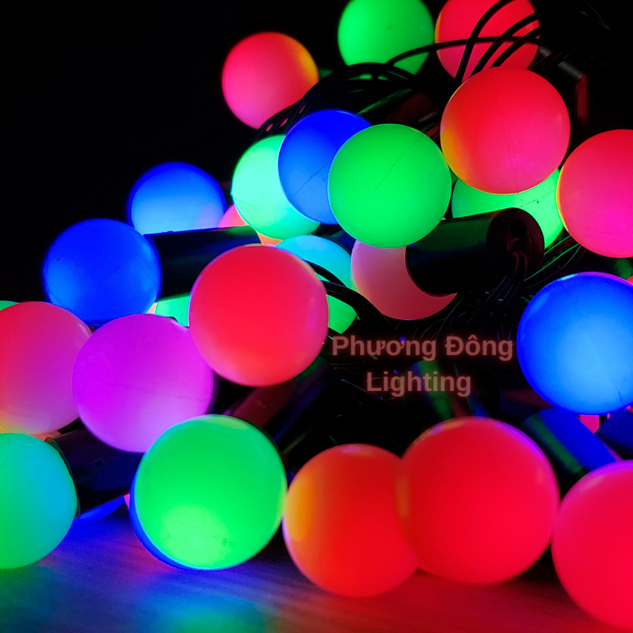 Dây Đèn LED Trang Trí Đèn Chớp Bóng Bi Tròn Dây Đen Cắm Điện 220v 10m - 50 bóng có phích cắm nối