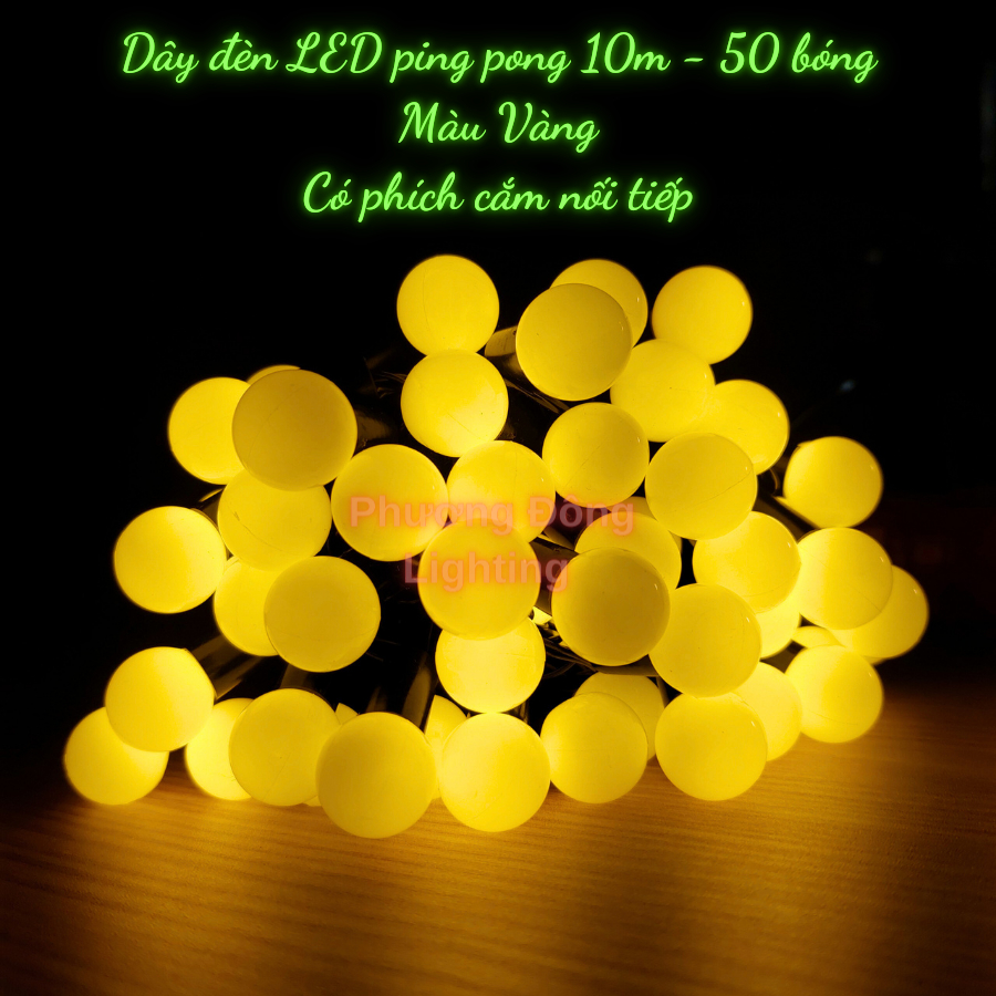 Dây Đèn LED Trang Trí Đèn Chớp Bóng Bi Tròn Dây Đen Cắm Điện 220v 10m - 50 bóng có phích cắm nối