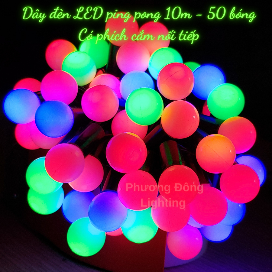 Dây Đèn LED Trang Trí Đèn Chớp Bóng Bi Tròn Dây Đen Cắm Điện 220v 10m - 50 bóng có phích cắm nối