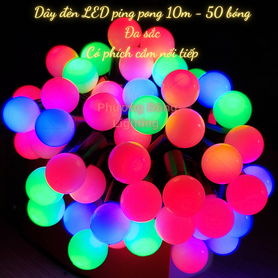Dây Đèn LED Trang Trí Đèn Chớp Bóng Bi Tròn Dây Đen Cắm Điện 220v 10m - 50 bóng có phích cắm nối