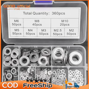 Vòng đệm bằng thép không gỉ 580 chiếc -Phụ kiện phần cứng -Dụng cụ sửa chữa gia đình - Bộ dây buộc - Vòng đệm vít -Tròn