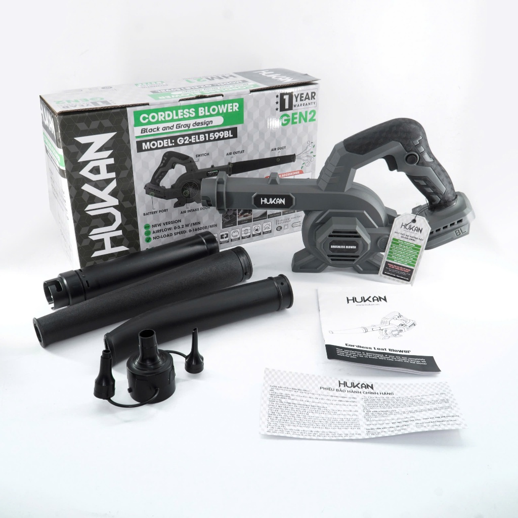 Thân Máy Thổi Bụi (GEN2) HUKAN G2- ELB1599BL| Thổi Lá Không Chổi Than| Nhỏ Gọn, Dọn Dẹp Nhà Cửa| Kèm Phụ Kiện Ống Thổi