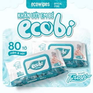Thùng 05 gói khăn ướt cao cấp Ecobi gói 80 tờ không mùi
