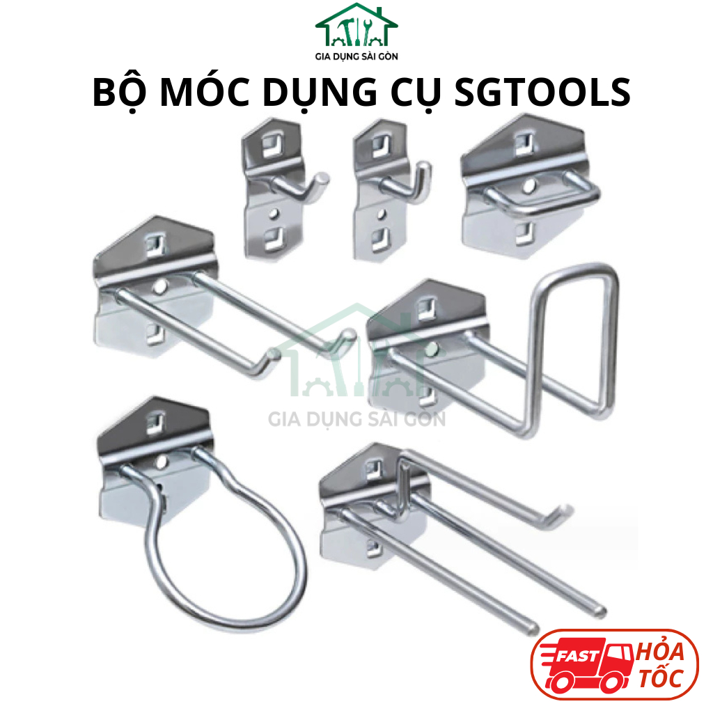 Bộ móc treo dụng cụ Lỗ Vuông - Móc treo hàng hóa - Dùng cho bảng treo dụng cụ lỗ vuông SGTOOLS