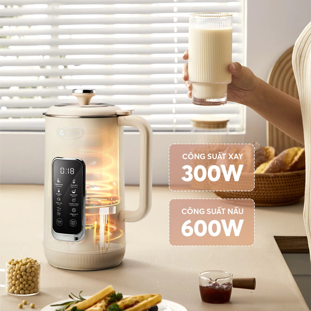 Máy Làm Sữa Hạt Elmich 1L CBE-8650 Có 7 Chế Độ Nấu, Tự Làm Sạch, Điều Khiển Cảm Ứng