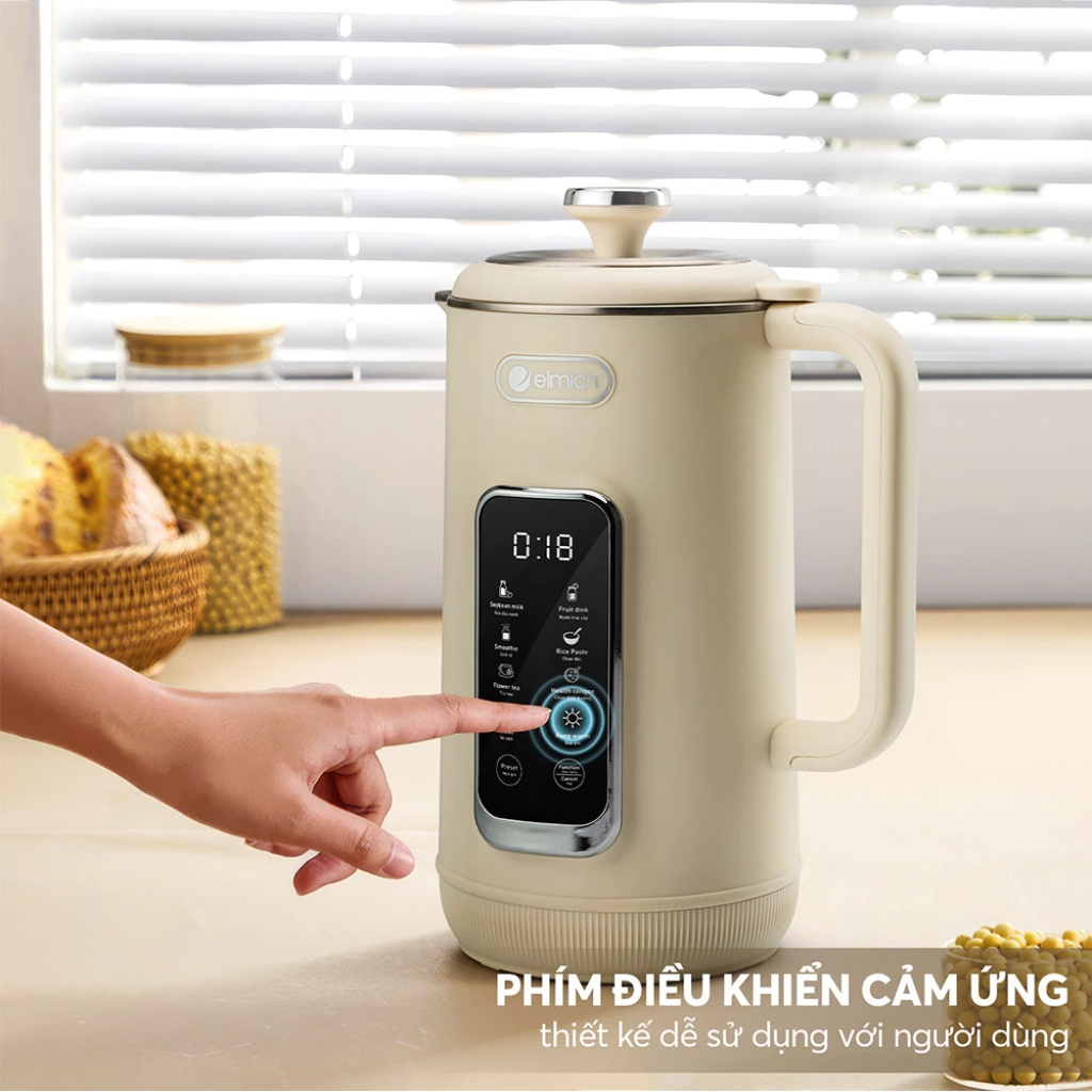 Máy Làm Sữa Hạt Elmich 1L CBE-8650 Có 7 Chế Độ Nấu, Tự Làm Sạch, Điều Khiển Cảm Ứng