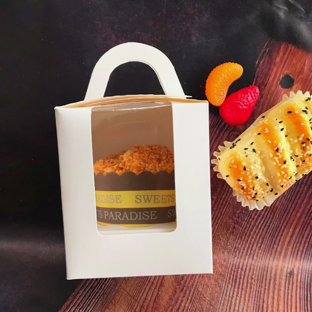 [10->50 cái] Hộp Cupcake đựng 1 bánh có quai xách dùng làm quà tặng sinh nhật, tiệc cưới - BBTC