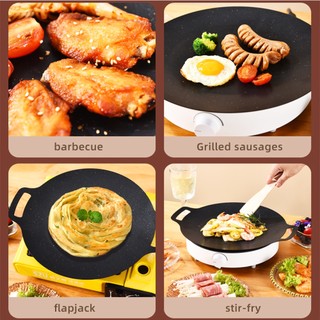 Samono Chảo nướng đá không dầu size 34cm chảo nướng thịt BBQ chống dính dùng được cho mọi loại bếp