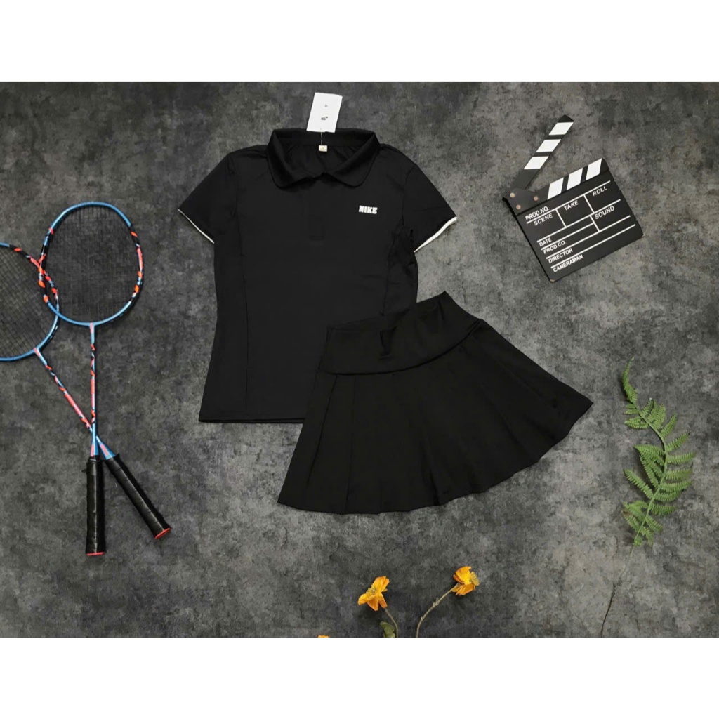 Bộ thể thao nữ, Áo thun - Váy hai lớp chơi Pickleball, Tennis, Gofl, cầu lông... Hàng SG cao cấp
