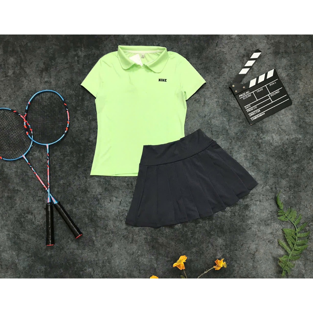 Bộ thể thao nữ, Áo thun - Váy hai lớp chơi Pickleball, Tennis, Gofl, cầu lông... Hàng SG cao cấp