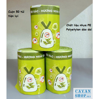 Cuộn 50 chiếc túi rác hương ngải cứu chống muỗi, côn trùng. Túi rác có dây rút hương ngải cứu cao cấp