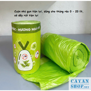 Cuộn 50 chiếc túi rác hương ngải cứu chống muỗi, côn trùng. Túi rác có dây rút hương ngải cứu cao cấp