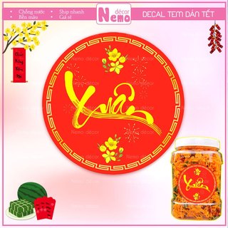 Tem Dán Tết, Decal Dán Tết Xuân Hình Tròn, Tem Dán Chúc Mừng Năm Mới Trang Trí Hộp Quà, Bánh, Kẹo, Mứt Ngày Tết.