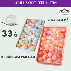 Khay đá tròn, vỉ đá tròn tủ lạnh 33 viên có nắp đậy