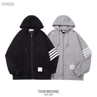 Áo Hoodie Zip Thom Browne Chất Liệu Nỉ Da Cá, Áo Khoác Dây Kéo Nam Nữ Form Rộng Hit