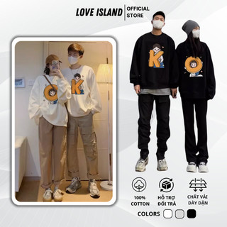 Áo sweater nỉ bông cặp đôi nam nữ mặc cùng người yêu hoodie có mũ unisex fom rộng mùa đông cute Chữ OK L66 [A144]