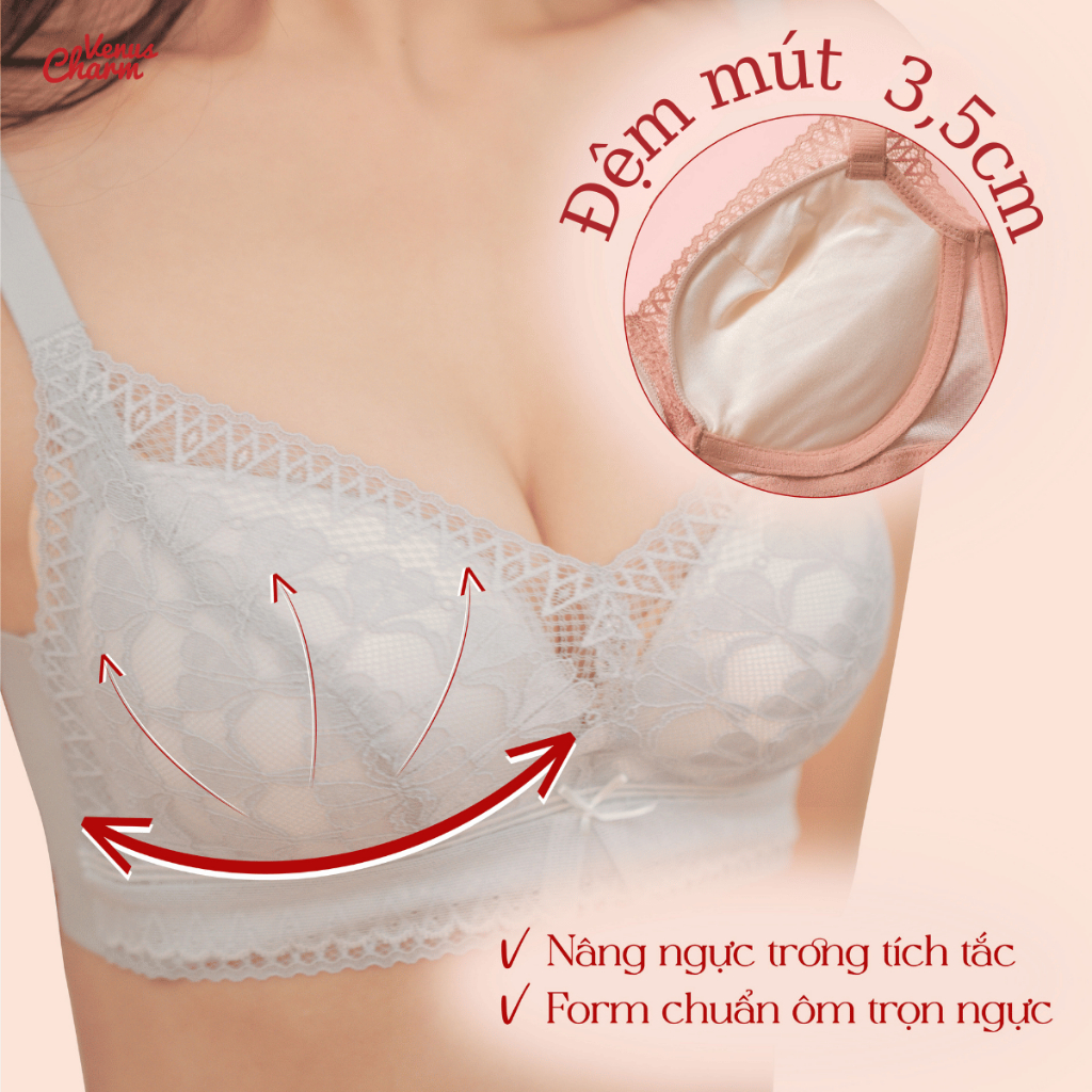 Ảnh Áo lót không gọng nâng đẩy vòng 1 tạo khe quyến rũ đệm dày 4cm Venus Charm 9291 4