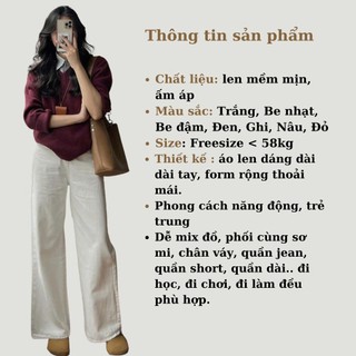 247store -  Áo Len Lông Thỏ Cổ Tim Phom Rộng , Freesize <62kg- Aolencotim955_P5K10