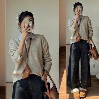247store -  Áo Len Lông Thỏ Cổ Tim Phom Rộng , Freesize <62kg- Aolencotim955_P5K10