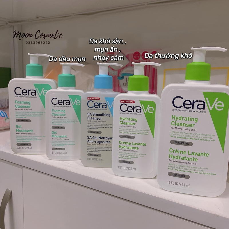 Sữa Rửa Mặt CeraVe Foaming Cleanser, Hyadrating, SA Smoothing | Da Dầu ...