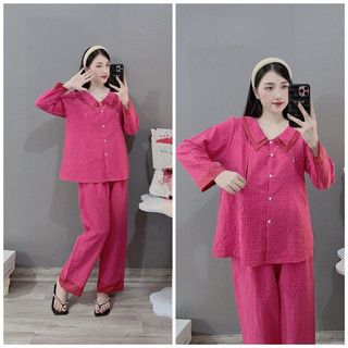 Bộ bầu - bộ sau sinh - BỘ ĐŨI THÁI KẺ  DÀI CỔ NHỌN - 4 MÀU Áo Có Khóa Kéo Hai Bên & Quần Có Chun Chỉnh