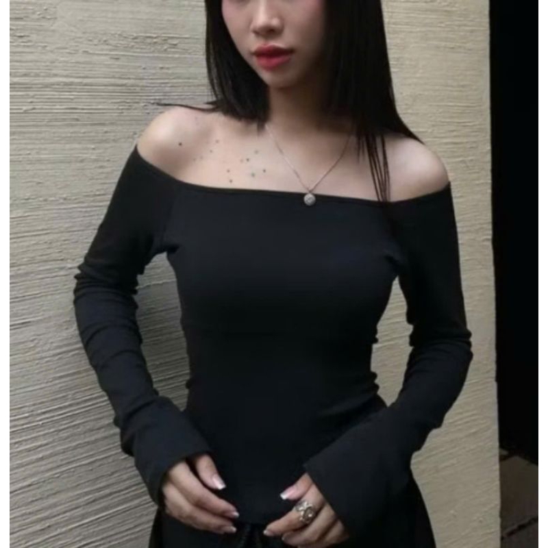 Áo Thun Nữ Trễ Vai Dài Tay Ôm Sát Tôn Dáng Basic Áo Kiểu Trễ Vai Dài Tay SeXy TingTing 88