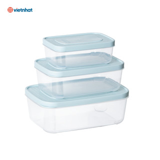Bộ hộp thực phẩm chữ nhật Hokori Việt Nhật, Hộp bảo quản thức ăn, đồ đông lạnh an toàn tiện lợi 6533